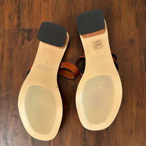 NWOB EVERLANE The Italian Leather Tourist Heel Sandals in Adobe Brown - Picture 10 of 12